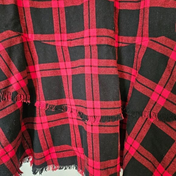 Joan Rivers Shirt Womens 16 Red/Black Plaid Peplum Fringe‎ Hem Flannel - Picture 3 of 7